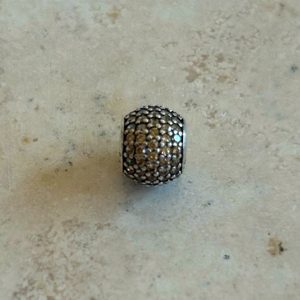 Pandora Jewelry Golden Lights Charm Sterling Silver Yellow Zirconia Retired